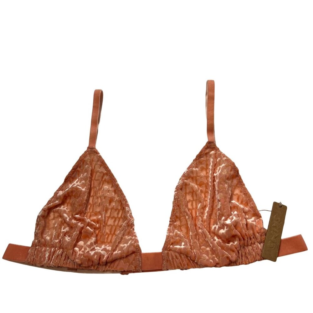 SKIMS Velvet Burnout‎ Logo Triangle Bralette Peach XL